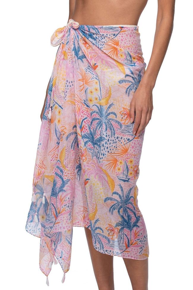 Pool to Party Coverup Escape to Paradise / One Size / Multi Braided Sarong in Escape to Paradise