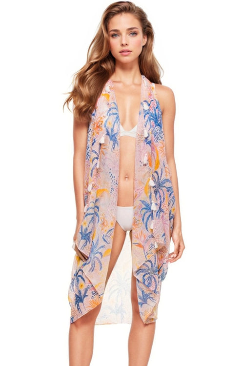 Pool to Party Coverup Fern & Floral / One Size / Multi Free Spirit Multi Wear Coverup Vest in Escape to Paradise Print