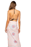 Pool to Party Coverup Flower Stitches / One Size / Neon Orange/Blue Braided Sarong Coverup in Flower Stitches Embroidery