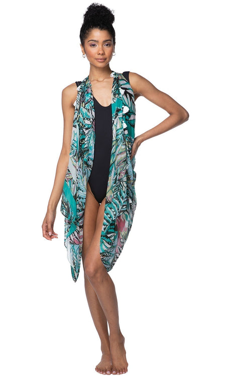 Pool to Party Coverup Forest Dweller / One Size / Multi Free Spirit Vest in Forest Dweller Print