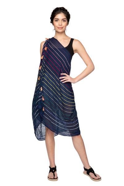 Pool to Party Coverup Free Spirit Coverup Multi-Wear Vest in Rainbow Magic Stripe Print