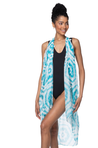 Pool to Party Coverup Free Spirit Vest in Happy Hippie Print