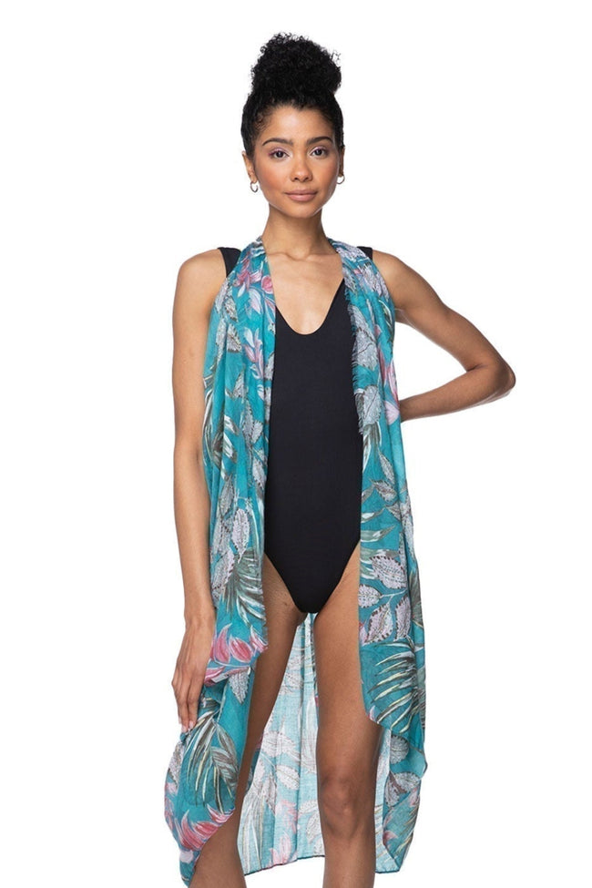Pool to Party Coverup Garden of Eden / One Size / Jade Free Spirit Vest in Garden of Eden Print