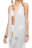 Pool to Party Coverup Glitz / One Size / Grey Free Spirit Coverup Vest in Glitz Fabric