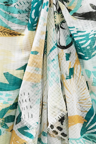 Pool to Party Coverup Golden Afternoon / One Size / Teal Golden Afternoon Texture Print Sarong Wrap Scarf Coverup