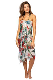 Pool to Party Coverup Hibiscus Garden / One Size / White Braided Sarong Coverup in Hibiscus Garden Print