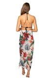 Pool to Party Coverup Hibiscus Garden / One Size / White Braided Sarong Coverup in Hibiscus Garden Print
