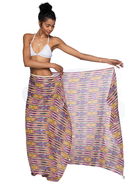 Pool to Party Coverup Hippie Daydream / One Size / Pink-Mustard Braided Sarong in Hippie Daydream