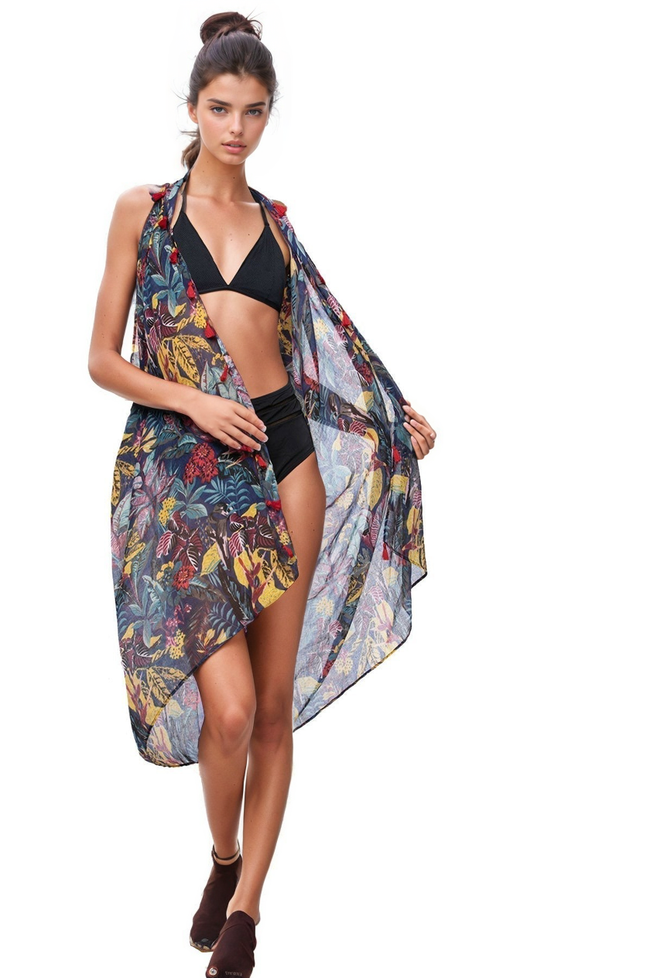Pool to Party Coverup Jungle Fever / One Size / Multi Free Spirit Multi Wear Coverup Vest in Jungle Fever Print