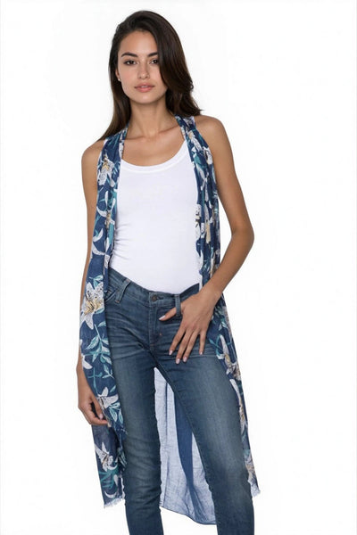 Pool to Party Coverup Lovely Lily / One Size / Navy Free Spirit Multi Wear Coverup Vest in Lovely Lily Print