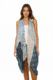 Pool to Party Coverup Marisa Patches / One Size / Blue Marisa Patch Print Multi Wear Free Spirit Vest Coverup