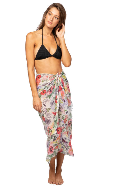 Pool to Party Coverup Maryanne Blossom / One Size / Multi Braided Sarong in Maryanne Blossom Print