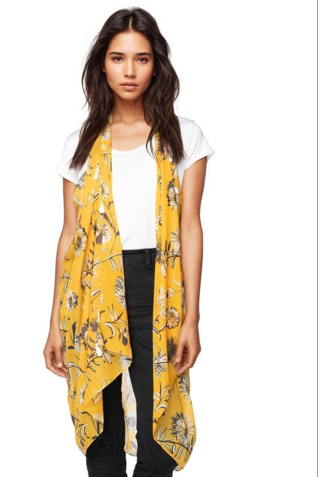 Pool to Party Coverup Mellow Yellow / One Size / Yellow Free Spirit Multi Wear Coverup Vest in Mellow Yellow Print