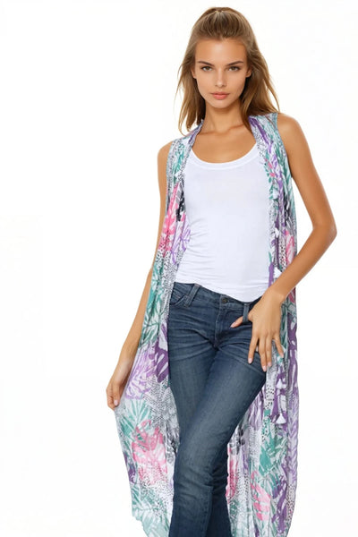 Pool to Party Coverup Miami Vice / One Size / Ocean Miami Vice Print in Multi-Wear Coverup Vest Dress