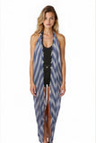 Pool to Party Coverup Modal Pin Stripe / One Size / Denim Free Spirit Multi Wear Coverup Vest in Modal Pin Stripe Print