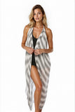 Pool to Party Coverup Modal Pin Stripe / One Size / Grey Free Spirit Multi Wear Coverup Vest in Modal Pin Stripe Print
