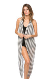 Pool to Party Coverup Modal Pin Stripe / One Size / Grey Free Spirit Multi Wear Coverup Vest in Modal Pin Stripe Print