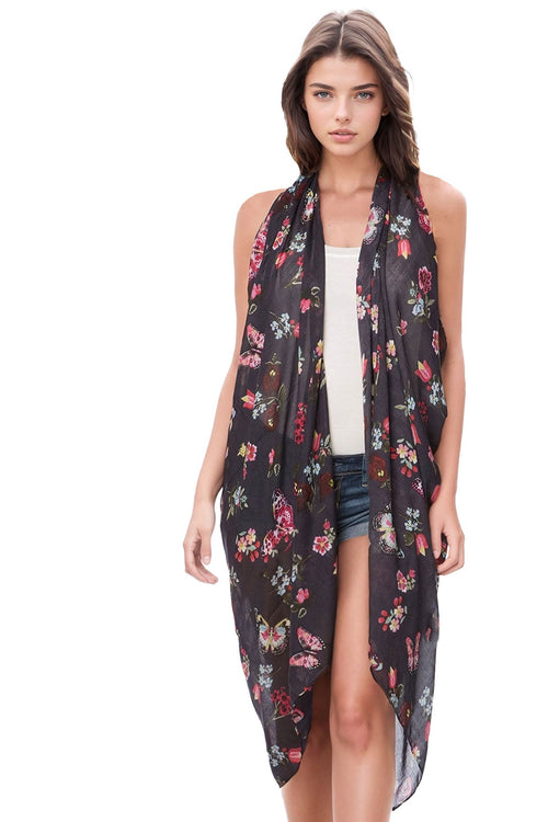 Pool to Party Coverup Night Flowers / One Size / Navy Free Spirit Vest in Night Flowers Print in Navy