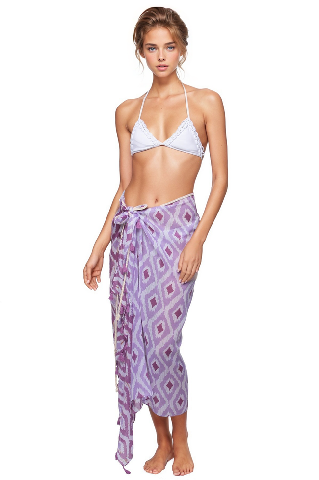 Pool to Party Coverup Oceans Away / One Size / Purple Braided Multi Wear Coverup Sarong in Oceans Away Print