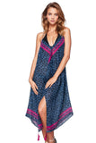 Pool to Party Coverup One Size / Blue - Leopard Stripe / 100% Polyester Maxi Halter Sundress Coverup  in Leopard Stripe Print