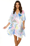 Pool to Party Coverup One Size / Blue Wild Habitat Patchwork Print  V-Neck Coverup Dress