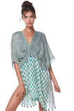 Pool to Party Coverup One Size / Green / 100%  Polyester Vacation Melody Green Print in  Isle Dress