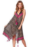 Pool to Party Coverup One Size / Sand - Leopard Stripe / 100% Polyester Maxi Halter Sundress Coverup  in Leopard Stripe Print