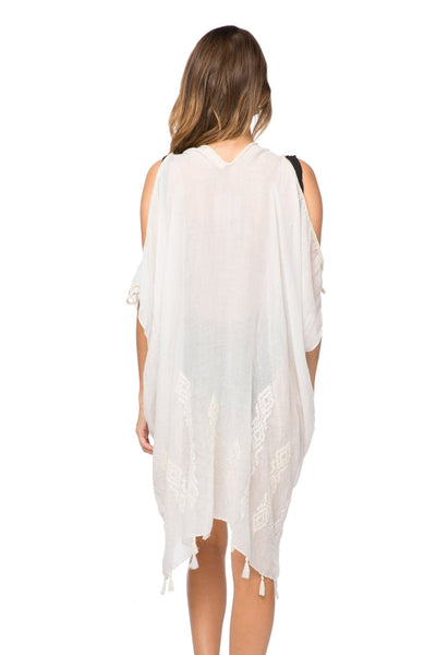 Pool to Party Coverup One Size / White / 70% Polyester/30% Cotton Open Shoulder Dress in Summer's Delight