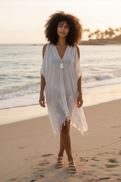 Open-Shoulder Sundress Cover-Up in Summer’s Delight Embroidery