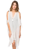 Pool to Party Coverup One Size / White / 70% Polyester/30% Cotton Open Shoulder Dress in Summer's Delight Embroidery