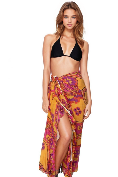 Pool to Party Coverup Paisley Festival / One Size / Sunrise Braided Multi Wear Coverup Sarong in Paisley Festival Print