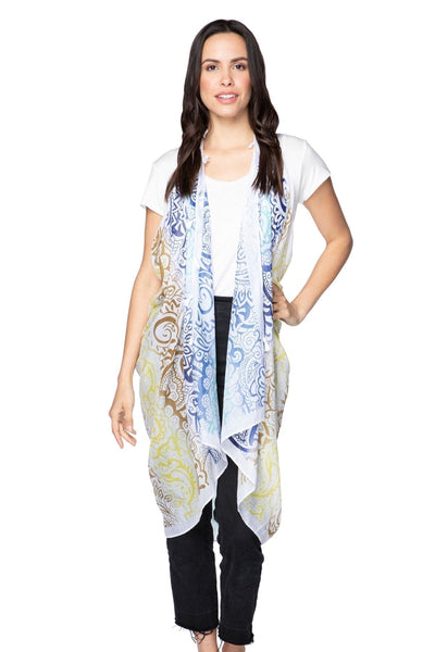 Pool to Party Coverup Paisley Wisps / One Size / Blue Free Spirit Vest in Paisley Wisps Print in Blue