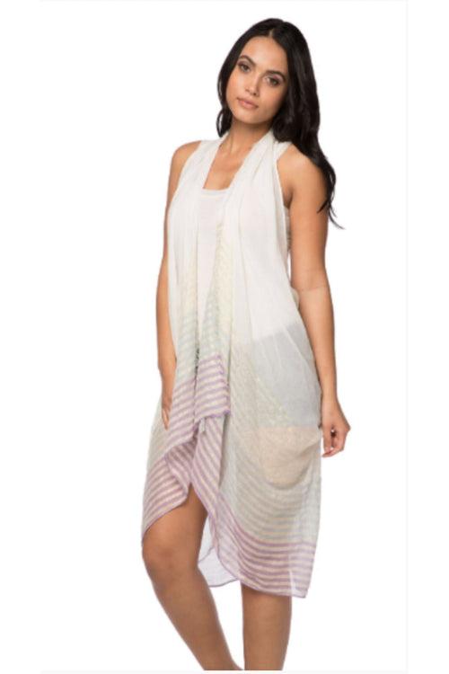Pool to Party Coverup Pixie Stripes / One Size / Pastel Free Spirit Vest in Pixie Stripes Print in Pastel