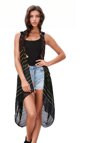 Pool to Party Coverup Rainbow Magic / One Size / Black Free Spirit Coverup Multi-Wear Vest in Rainbow Magic Print