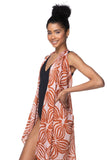 Pool to Party Coverup Samoa Island / One Size / Brick Free Spirit Vest in Samoa Island Print