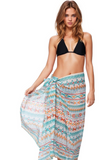 Pool to Party Coverup Spring Festival / One Size / Teal Braided Multi Wear Coverup Sarong in Spring Festival Print
