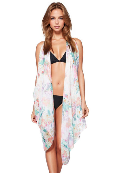 Pool to Party Coverup Summer in Maui / One Size / Multi Free Spirit Vest in Summer in Maui Print in Multi