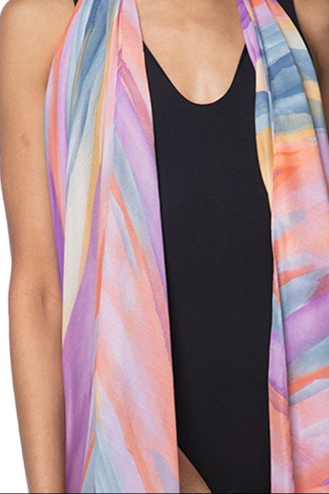 Pool to Party Coverup Sunset at Sea / One Size / Sunset Free Spirit Vest in Sunset at Sea Print