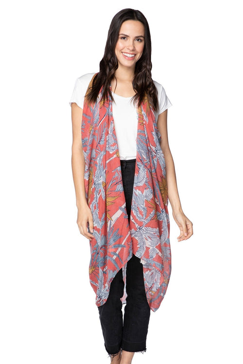 Pool to Party Coverup Vintage Vacation / One Size / Rust Free Spirit Multi Wear Coverup Vest Dress in Vintage Vacation Print