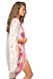Pool to Party Coverup White / One Size Kimono Shrug Coverup in Whole Lotta Love Novelty Jacquard Fabric