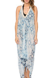 Pool to Party Dress One Size / Blue / 100% Polyester Cosmic Drama Fringe Halter Dress