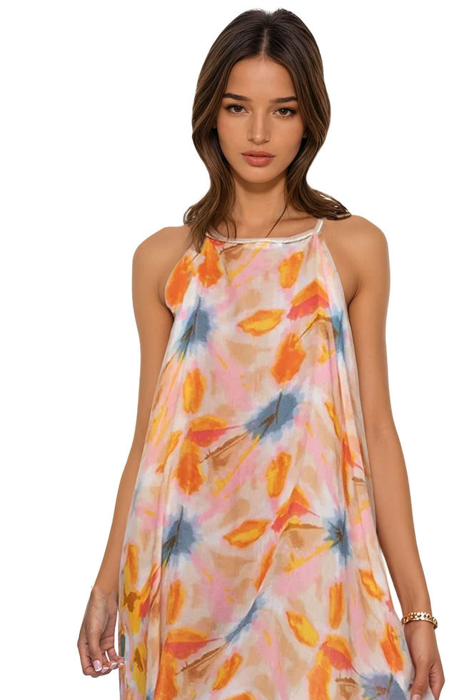 Pool to Party Dress One Size / Coral / 100% Soft Hand Poly Rita Reversible Dress in Tropical Punch Print