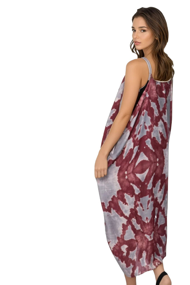 Pool to Party Dress One Size / Mauve / Viscose/Wool Rita Reversible Sundress Coverup in Reduction Dye Print