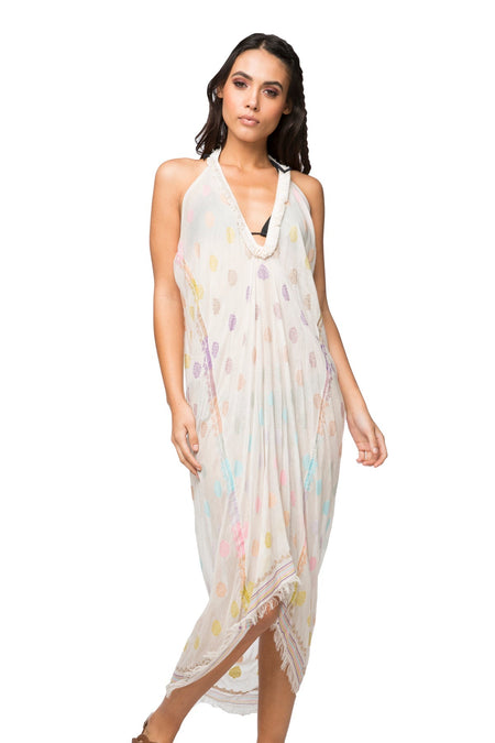 Maxi Tassel Dress in The Tropics Pineapple Jacquard Fabric