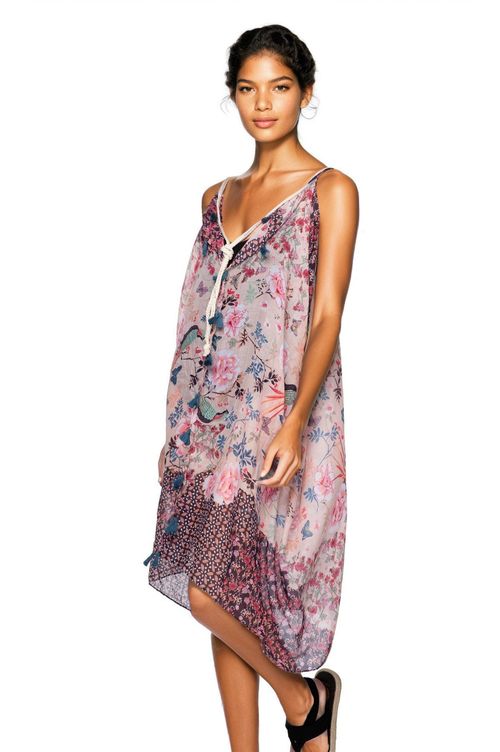 Pool to Party Dress One Size / Multi / 100% Soft Hand Poly Rita Reversible Dress in Selena Floral