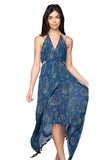 Pool to Party Dress One Size / Navy / 100% Cotton Grecian Goddess Sundress  in Bandana Bandit Print