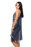 Pool to Party Dress One Size / Navy / 100% Polyester Rita Reversible Sun Dress in Lovely Lily Print