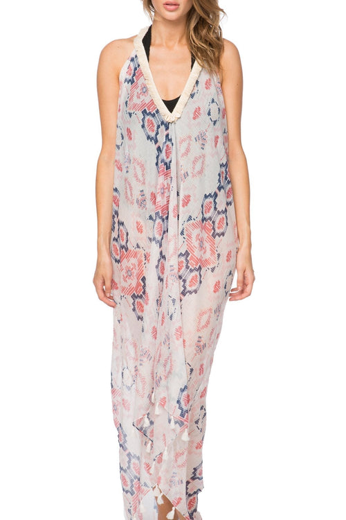 Pool to Party Dress One Size / Pink / 100% Polyester Cosmic Drama Fringe Halter Dress