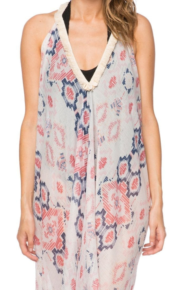 Pool to Party Dress One Size / Pink / 100% Polyester Cosmic Drama Fringe Halter Dress