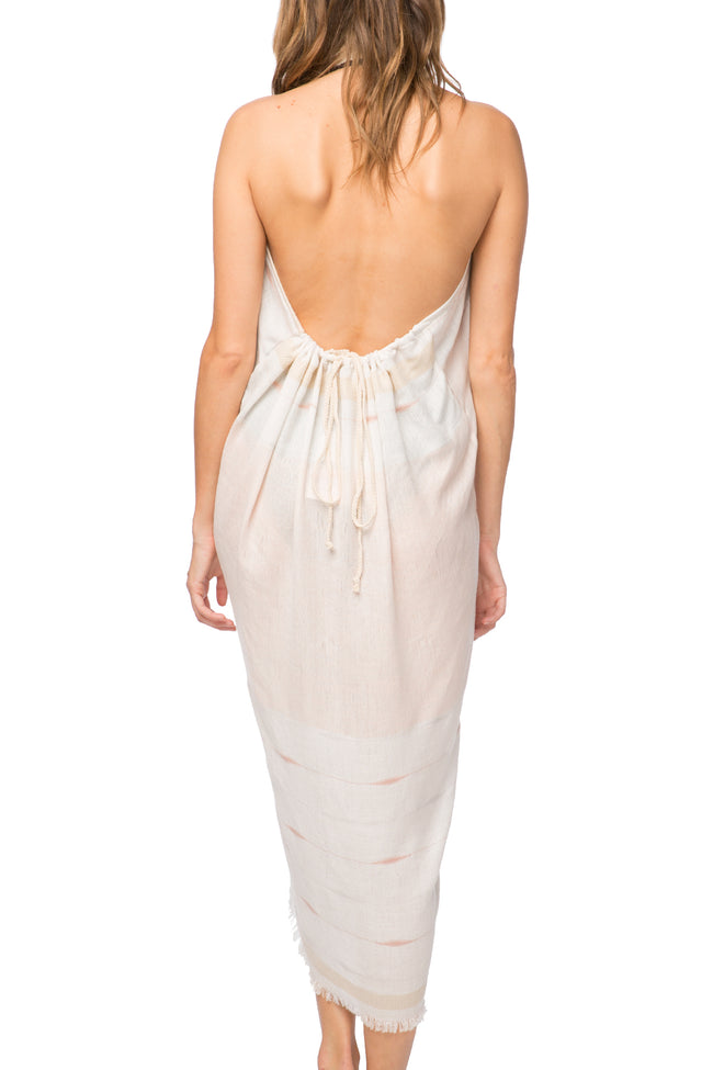 Pool to Party Dress One Size / Pink / 100% Polyester Heart of Gold Fringe Halter Coverup Dress